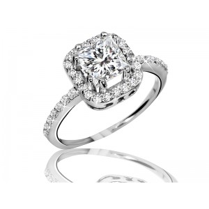 Solitaire Diamond Ring with GIA Certificate 14k White Gold